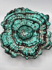 Gorgeous Glass Oyster Bowl Iridescent Teal And Copper Centerpiece 14 Inch