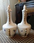 Vintage Mid-century Hand Painted 3 Piece Ceramic Vanity dresser Set Violets