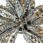 Vintage Floral Rhinestone Encrusted Statement Brooch Rhodium Pin  2 25 