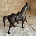 Vintage Bronze Brass Saddled Horse Sculpture Equestrian Statue Figurine 5 Lb