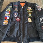 Vtg Men s Xl Flyer s Ma-1 Bomber Jacket Us Air Force W  Patches Reversible