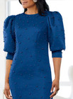 Size 14 Ashro Blue Formal Wedding Church Party Alanah Faux Pearl Sheath Dress
