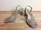 Vintage Shoes Size 8  Siamanto Sling Back Clear Nude Neutral Pump Heel 70s 80s