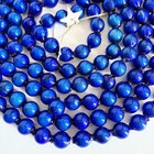 Vtg Christmas Cobalt Blue Large Blown Mercury Glass Bead Garland Patriotic 98   