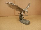 Vtg Hudson Pewter Bald Eagle Flying Over A Rock With Talons Out 4 1 4  Tall