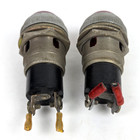 Vintage Dialco Panel Mount Indicator Lights Pair Red Glass Lenses Heavy Duty