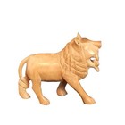 Vtg Wood Hand Carved Lion Roaring Light Color Hardwood Primitive 5 x 4 x 2  Euc
