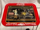 Vintage 1987 Coca-cola Metal Tv Lap Tray 1924 Design Touring Car W  Folding Legs