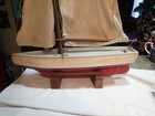 Vintage Large Wood Boat Pond Yacht Display Ship Sailboat As-is 22  Long 28  Tall