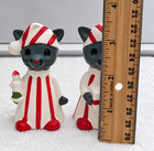 Vintage Inarco Christmas Mice In Striped Pajamas Salt   Pepper Shakers 3 5 