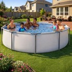 10ft X 30in Above Ground Metal Frame Swimming Pool Set With Filter Pump Gray