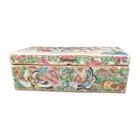 Antique Chinese Canton Famille Rose Porcelain Brush Box Rose Mandarin Qing 19thc