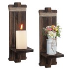 Farmhouse Wall Decor Candle Sconces - 2 Pcs Vintage Rustic Handmade Brown
