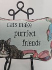 Vintage Cat Tapestry Throw Pillow Cats Make Purrfect Friends Tabby Yarn Small