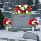 Giegxin 3 Pcs Christmas Headstone Flower Saddle Cemetery Flowers For Grave Re   