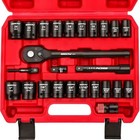 1 2  Drive Socket Wrench Set  25-piece Sae   Metric Impact Socket Ratchet 
