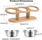 3-in-1 Raised Dog Cat Food Water Bowls   Elevated Bamboo Pet Feeder Stand For Sm