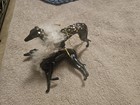Set Of 2 Black Greyhound Whippet Dog Plastic  Ornament  Holiday Glitter