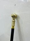 Handmade Carved Brass Handle Wooden Walking Stick Floral Vintage Style Cane