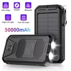 2pcs Portable Solar Power Bank Lcd Led 2 Usb Battery Charger For Cell Phone