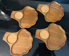 Set Of 4 Vintage Snack Drink Wood   Cork Trays Mid-century Woodcrest By Styson