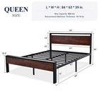 Allewie Queen Size Platform Bed Frame With Wooden Headboard Queen  Mahogany 