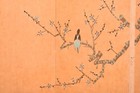 Japanese Vtg 4 Panel Folding Screen Asian Byobu Painted Chinese 53x35 Antique