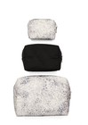 Pink Dramatic Makeup Bag Set 3-pack Top-zip Closure Black White Pink