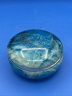Genuine Italian Blue Alabaster Hand Carved Decorative Trinket Box Italy Vintage