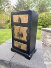 Vtg Chinese Black Jewelry Chest Box Cabinet W drawer 17 5x19x7   