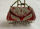 Vintage Antique Beaded Whimsy  Purse  Iroquois  Early 1900   s Hand Made  Red
