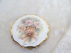 Vintage Stratton London Floral Power Compact   Mirror Lipstick Holder Set