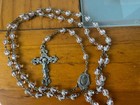 Vintage Sterling Silver Filigree Capped Pink Bead Crystal Rosary Miraculous Mary