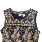 Vintage Retro White Stag Paisley Sleeveless Top M