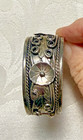 Vtg Fred James Signed Sterling Silver Cuff Bracelet Floral Concho Scroll Design