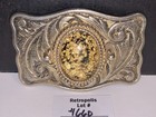 Western Belt Buckle Gold Flecks Resin Vintage