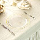 10 Pcs Plastic Clear With Gold Rim 10  Plates Disposable Party Wedding Events