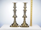 Pair Of 19th Century Antique Brass Candlesticks  Push Up Extractors  12   Tall