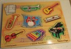 Melissa   Doug s Sound Wooden Puzzle Instruments 716 Wood Tray Peg Working Used