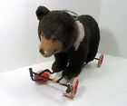 Antique Vintage Steiff Bear Ride On Wheels Brown white Large 18 x25  Germany