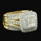4ct Princess Cut Lab Created Diamond Bridal Set Engagement Ring 14k Gold Finish