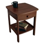 22 X 18 X 18inch Wood Curved End Table night Stand With One Drawer Brown 94918
