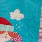 Baby Blanket Quilt Blue Happy Rainy Day Girl Dog Quilted Lace Trim Nursery