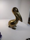 Vtg Mid Century Brass Pelican Sculpture 8    Tall 2 Lb  11 Oz Beach Bird Ocean