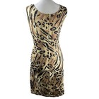 Vtg Third Generation Womens Xl Neutral Cotton Animal Print Tank Dress Usa Made