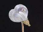 Antique Art Nouveau 14k Gold Diamond   Enamel Orchid  Lily Flower Stick Pin