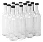 750ml Clear Glass Bordeaux Wine Bottle With 28mm Black Plastic Lids - Case Of 12