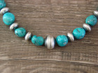 Native American Sterling Silver Turquoise   Navajo Pearl 21  Link Necklace By   