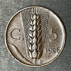 1926 R Italy 5 Centesimi King Vittorio Emanuele Iii Wheat Ear World Coin