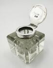 Antique Inkwell Sterling Silver Glass Victorian Chester 1899